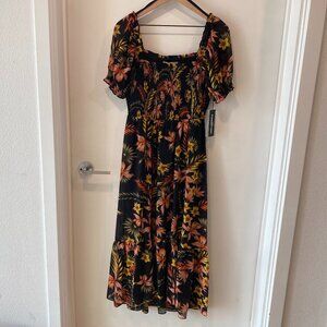 🖤 Karl Lagerfeld Paris NWT Floral Smocked Midi Dress Size 6